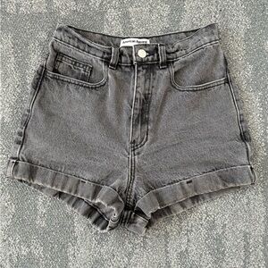 American Apparel Charcoal Gray High-Waisted Denim Shorts